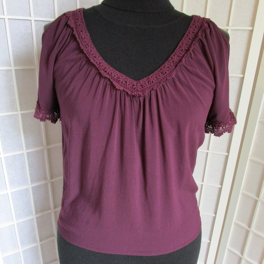 Maroon Cold Shoulder Top